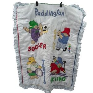Vintage‎ 1991 Paddington Bear by NOJO Crib Bedding blanket quilt 39x31